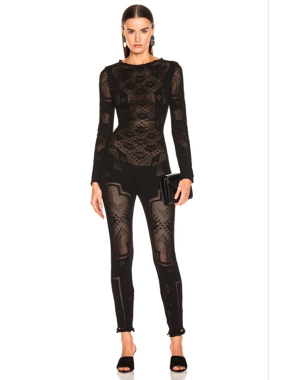 NWT $1250 ALBERTA FERRETTI Long Sleeve Jumpsuit Black IT 40 US 4